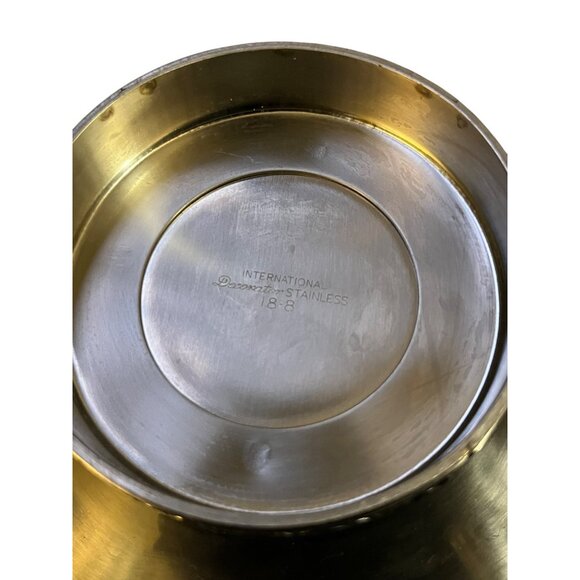 Vintage International Decorator 18-8 Stainless Steel Pedestal Bowl With Ornate B - Picture 12 of 14